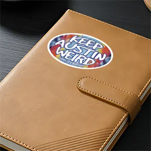 oval stickers on Notebook