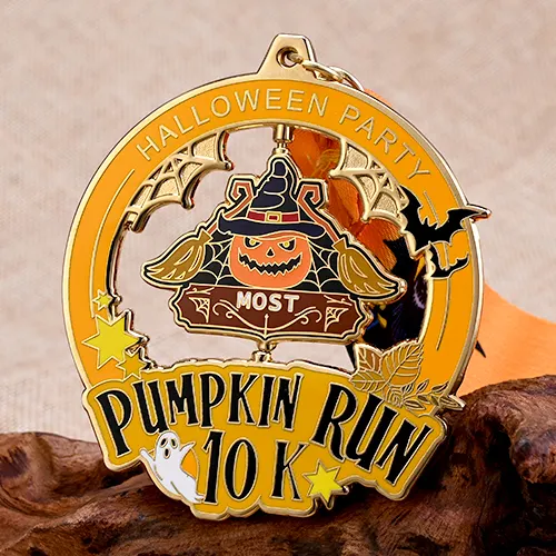 Custom 10K Spinner Pumpkin Running Medals Custom 10K Spinner Pumpkin Running Medals