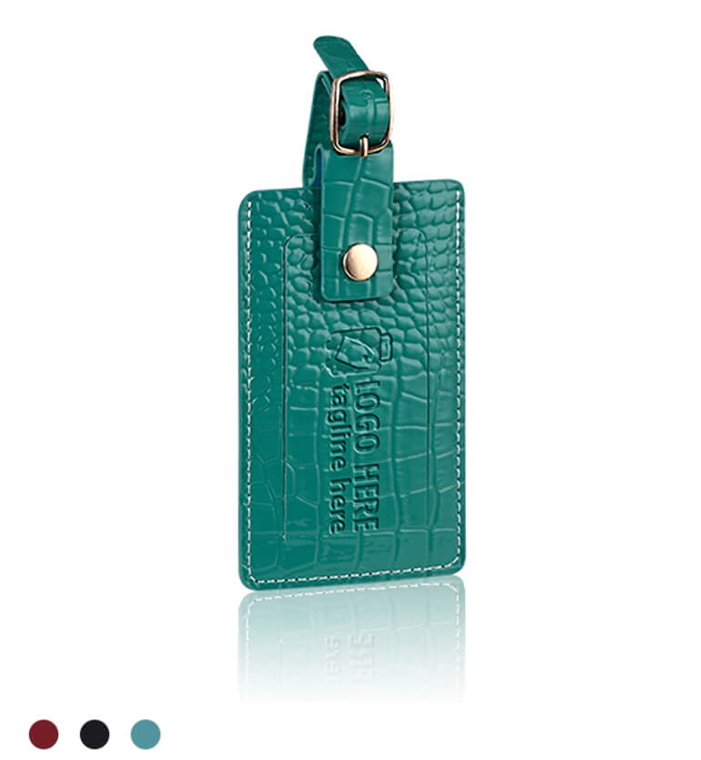 Crocodile Texture PU Leather Travel Tag