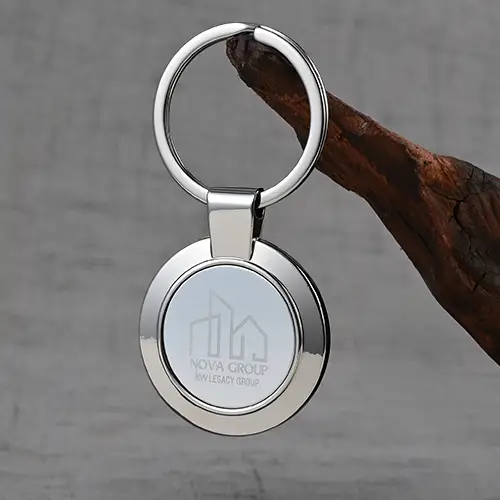 Round Custom Metal Keychains with Engraved Logo