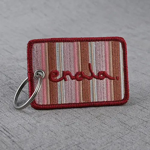 Custom Stylish Striped Embroidered Keychains