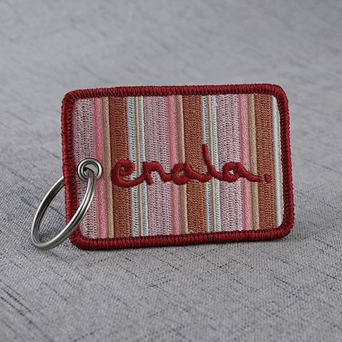 Custom Stylish Striped Embroidered Keychains