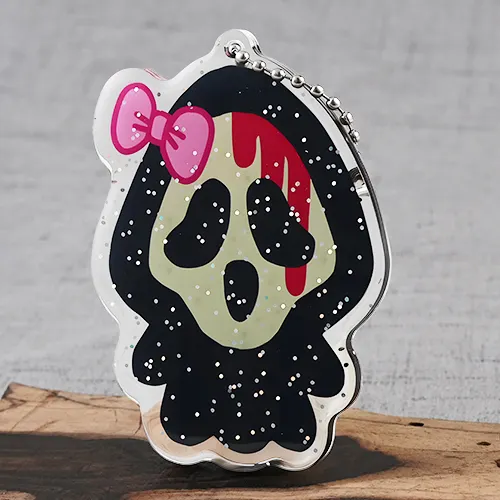 Glitter Skull Custom Acrylic Keychains