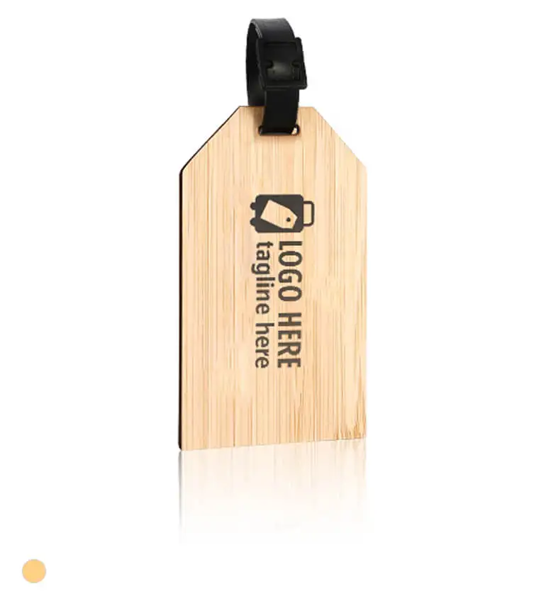Gepersonaliseerde houten bagagelabels met logo