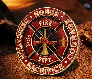FIRE DEPT 3D Challenge Coins with UV Printed