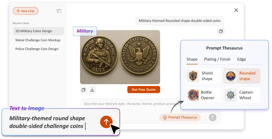 Free Text to Image Art AI Challenge Coin Generator