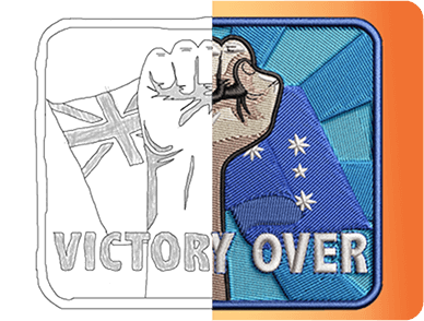 Get a free real-life rendering of a custom embroidered patch.