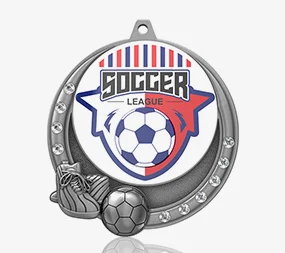 Antique Silver 3D Football Medal