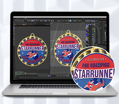 Receive a digital 2-D proof of running medals for approval