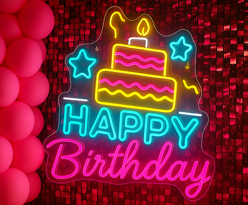 Letrero LED de feliz cumpleaños