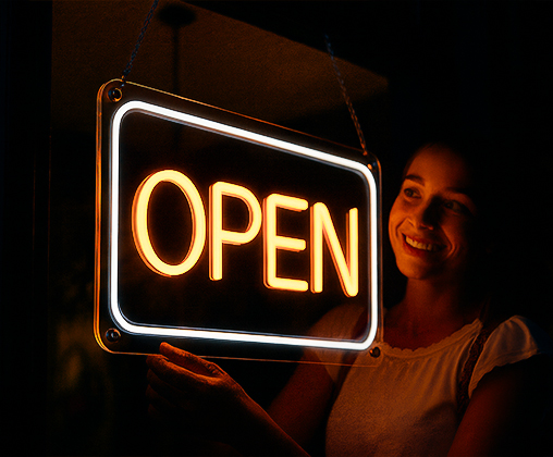 Letrero LED abierto