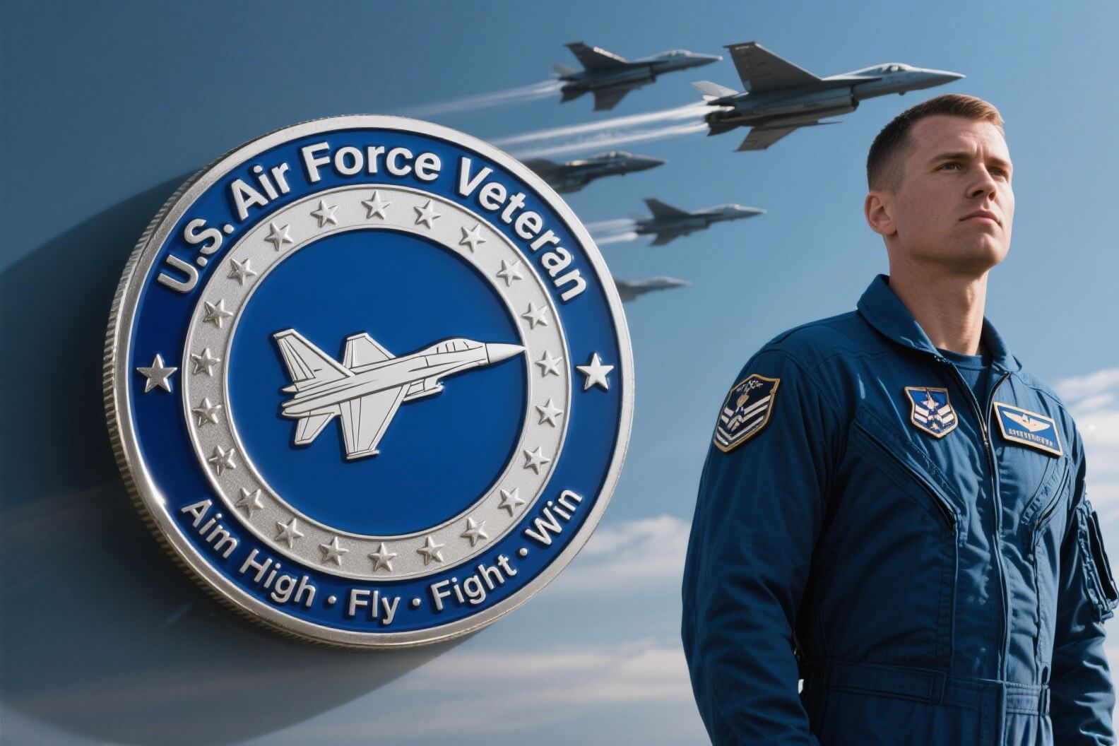 Aim High Custom Air Force Veteran Coins