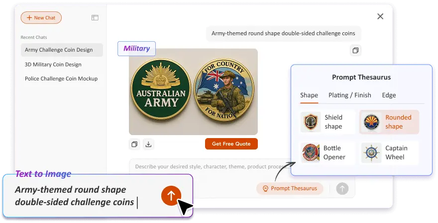 Free Text to Image Art AI Challenge Coin Generator