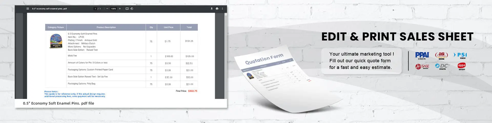 sales sheet edit and print