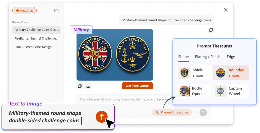 Free Text to Image Art AI Challenge Coin Generator