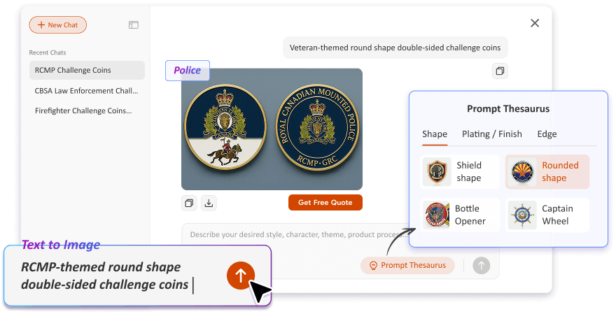 RCMP-themed coins generated from the GSJJ AI designer