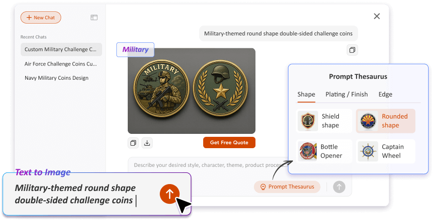 Free Text to Image Art AI Challenge Coin Generator