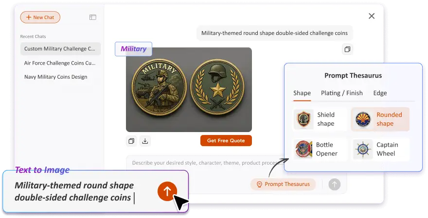 Free Text to Image Art AI Challenge Coin Generator