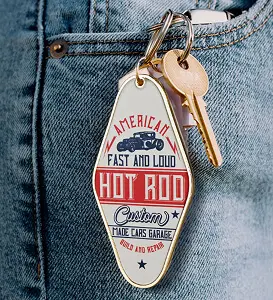 metal motel keychain