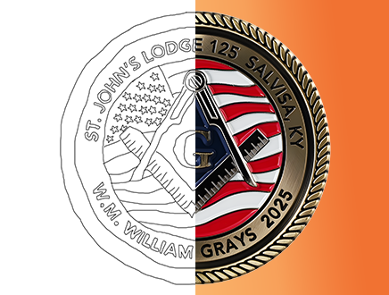 3-D rendering for real-to-life products effect of challenge coins