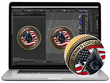 2-D rendering effect of custom challenge coins