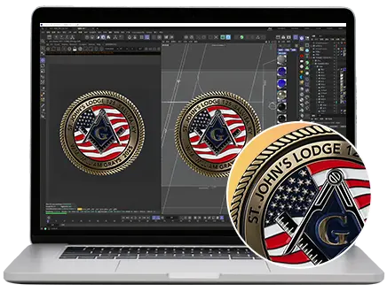 2-D rendering effect of custom challenge coins