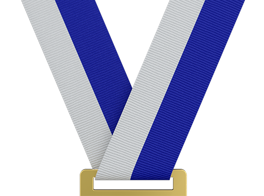 Light Gray & Reflex Blue Medal Ribbon