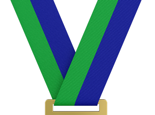 Green & Reflex Blue Medal Ribbon