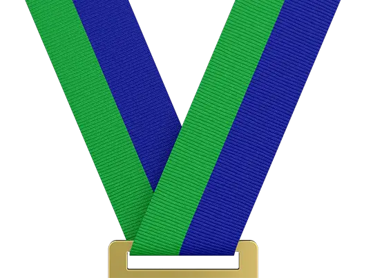 Green & Reflex Blue Medal Ribbon