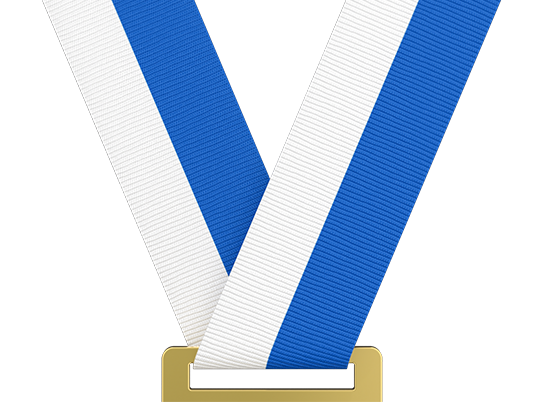 White & Royal Blue Medal Ribbon