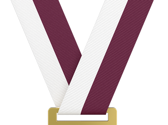 White & Vintage Pink Medal Ribbon