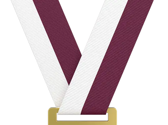White & Vintage Pink Medal Ribbon