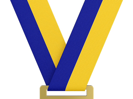 Reflex Blue & Golden Yellow Medal Ribbon