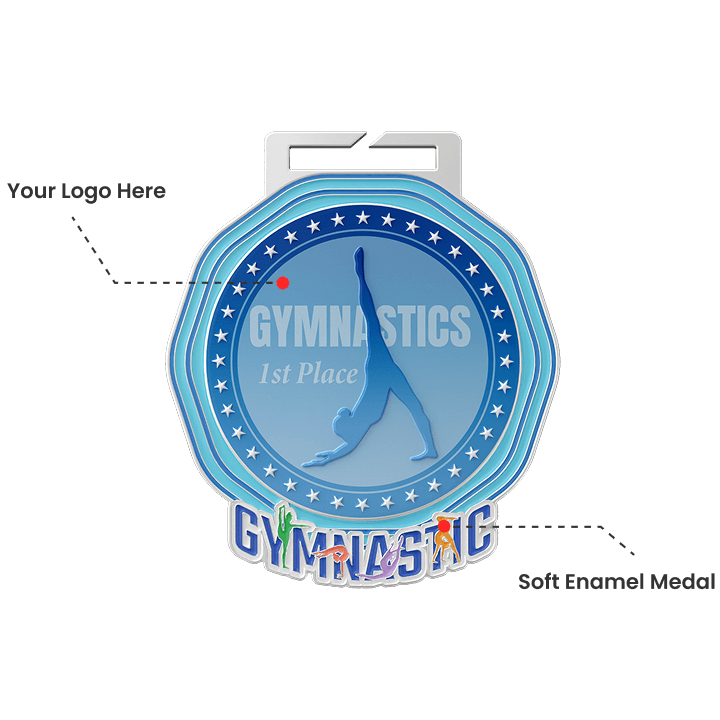 Blue Gradient Gymnastics 1st Place Octagonal Medal
