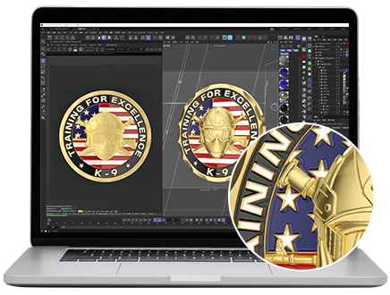 2-D rendering effect of custom honor challenge coins