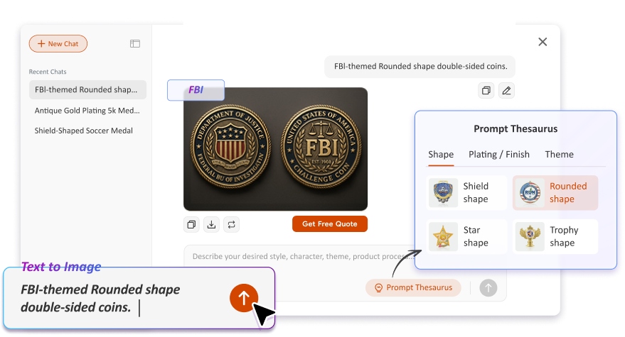 Free Text to Image Art AI Challenge Coin Generator