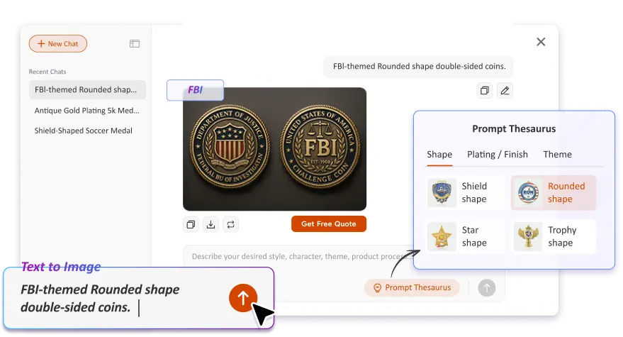 Free Text to Image Art AI Challenge Coin Generator