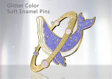 soft enamel pins with glitter colors