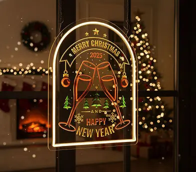 Happy New Year Engraved Neon Sign