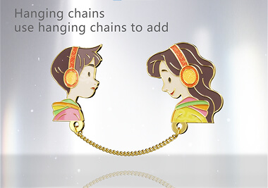 couples soft enamel pins with Hanging Chains