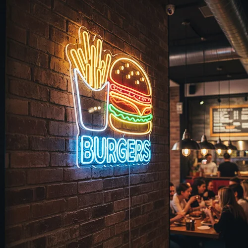 Burger Shop Decor Neon Sign