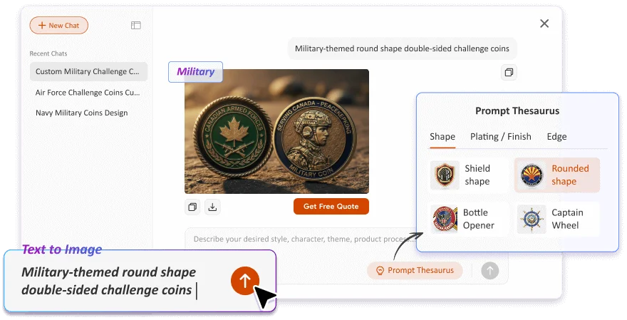 Free Text to Image Art AI Challenge Coin Generator