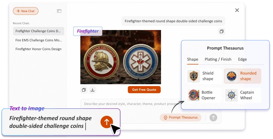 Custom Firefighter Challenge Coins with GSJJ AI Designer