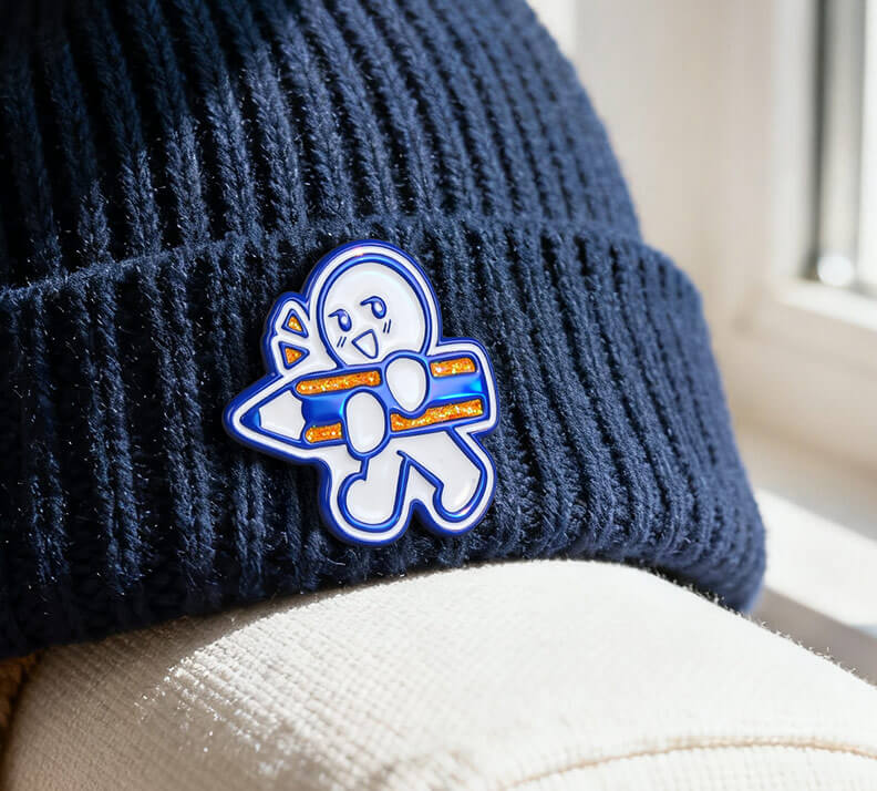 Cute Gingerbread Man with Pencil Enamel Pin