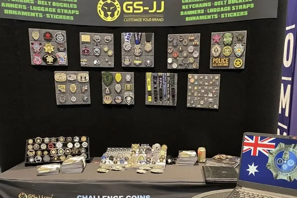 Layout of our police challenge coins display area