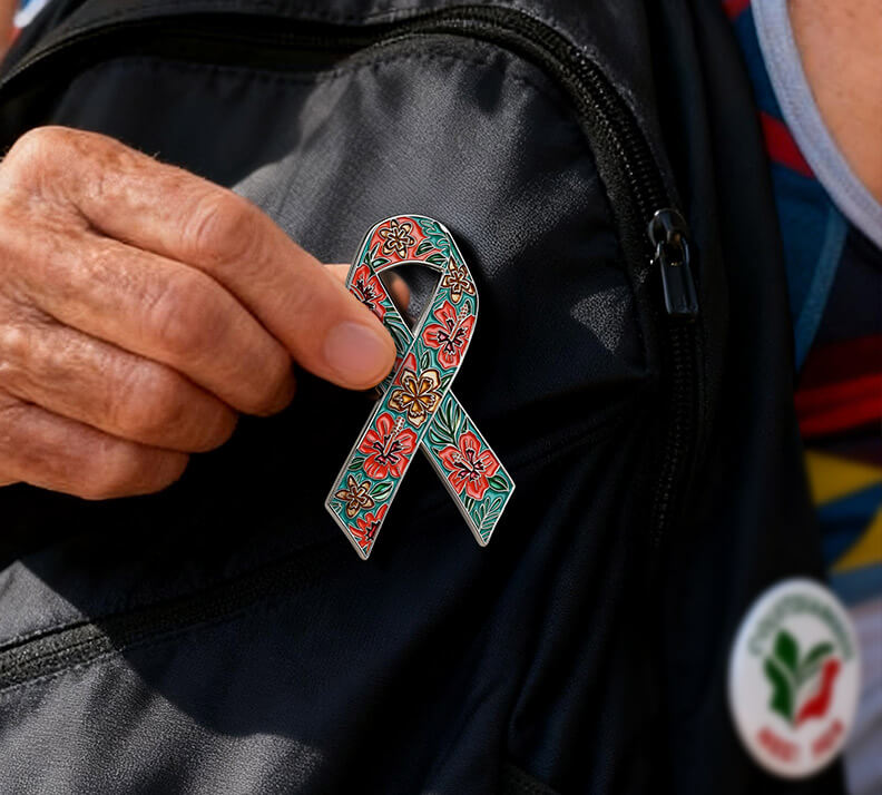 Floral Ribbon Charity Enamel Pins