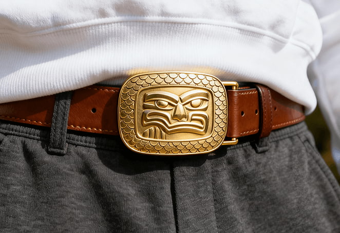 Canadian Indigenous Style Gold Belt Buckle