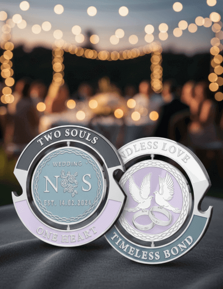 Two Souls Personalized Wedding Spinner Coins Two Souls Personalized Wedding Spinner Coins