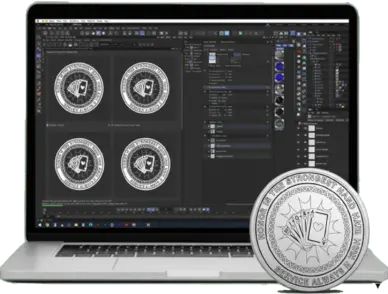 2-D rendering effect of custom spinning challenge coin