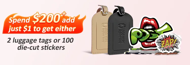 $1 for luggage tags or stickers $1 for luggage tags or stickers